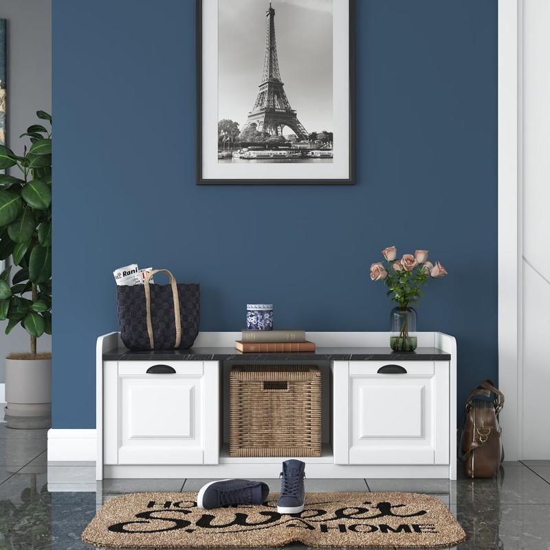 Moderni kenkäkaappi valkoinen - marmorikuvionen