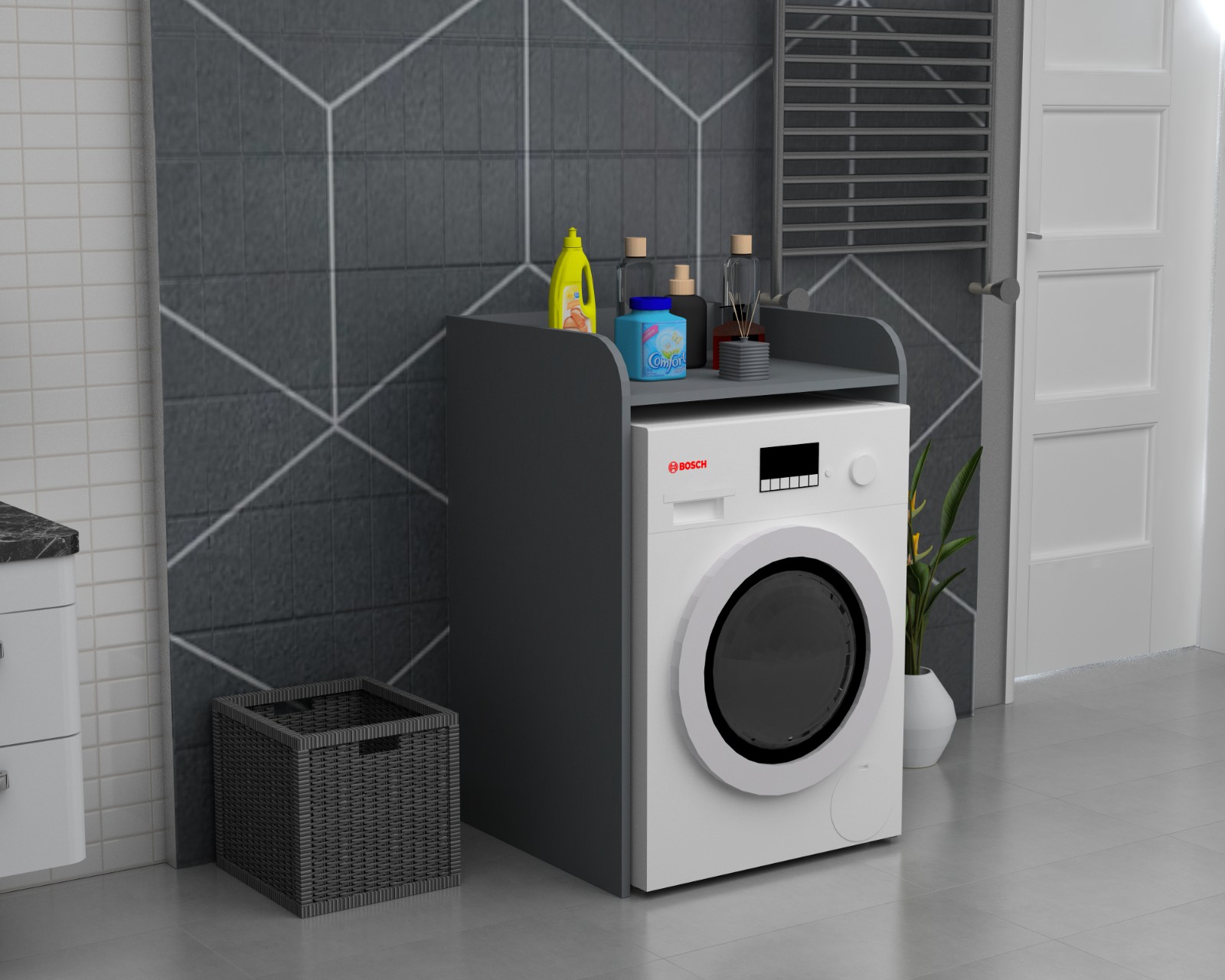 Pesukoneen kaappi Kanz 65x60x100 cm Harmaa (Uusi)