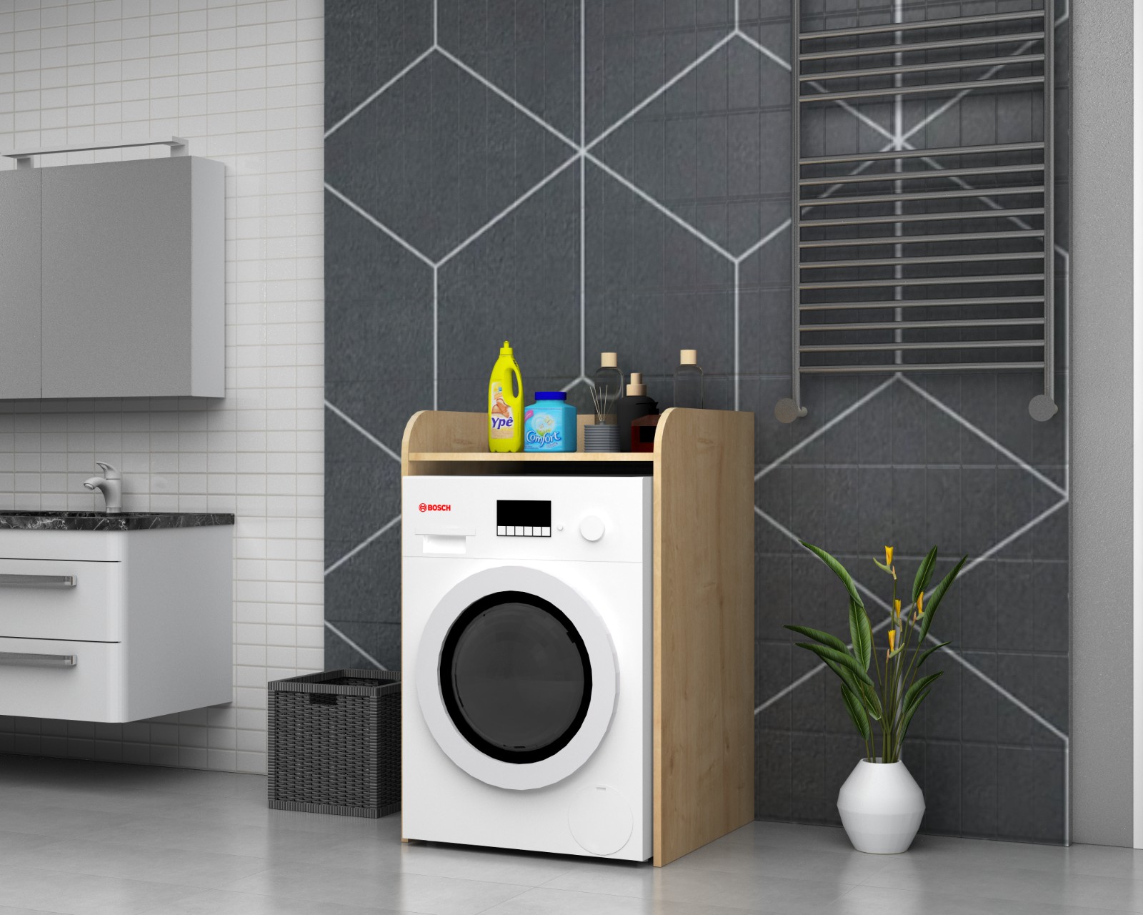 Pesukoneen kaappi Kanz 65x60x100 cm oak ( Uusi)