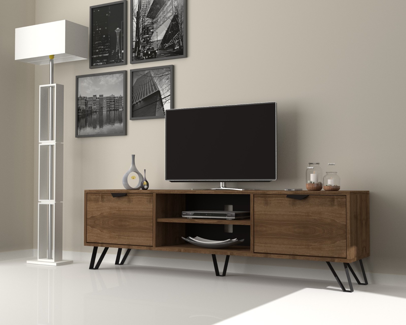 Tv-taso Jasmine 135x170x50 cm Walnut (Uusi)
