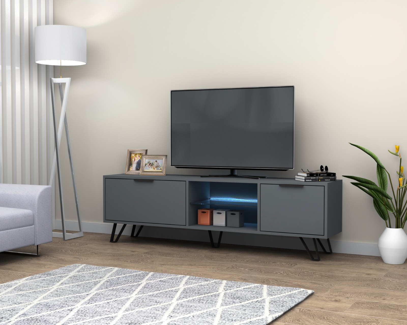 Tv-taso Kaster 170 cm hyllyn led-valaistus( Uusi)