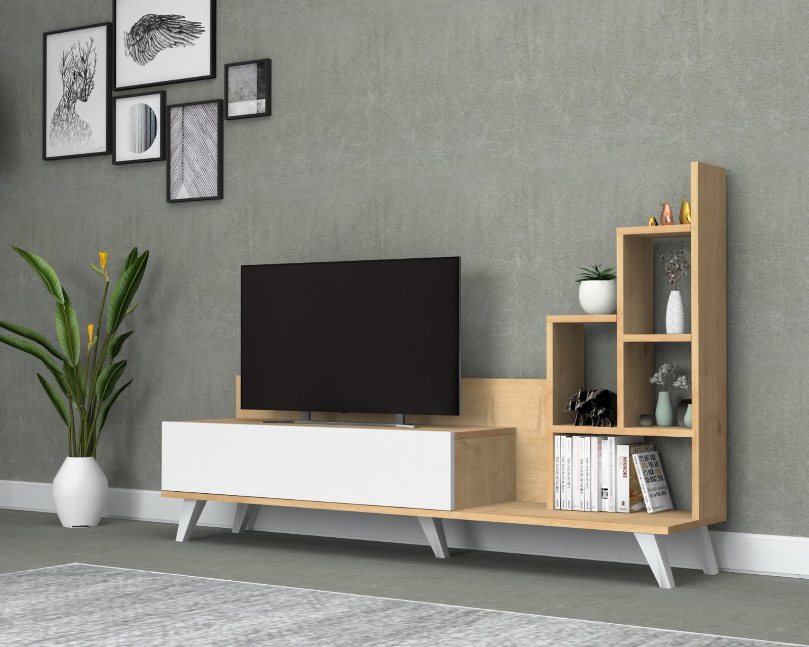 Bingo Tv-taso 35x160x32 cm oak-white ( Uusi )